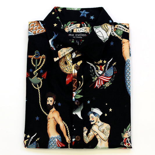 Mo Cullen Shirtsmith - Mermen retro shirt (folded) - Made in New Zealand