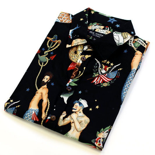 Mo Cullen Shirtsmith - Mermen retro shirt (folded) - Made in New Zealand