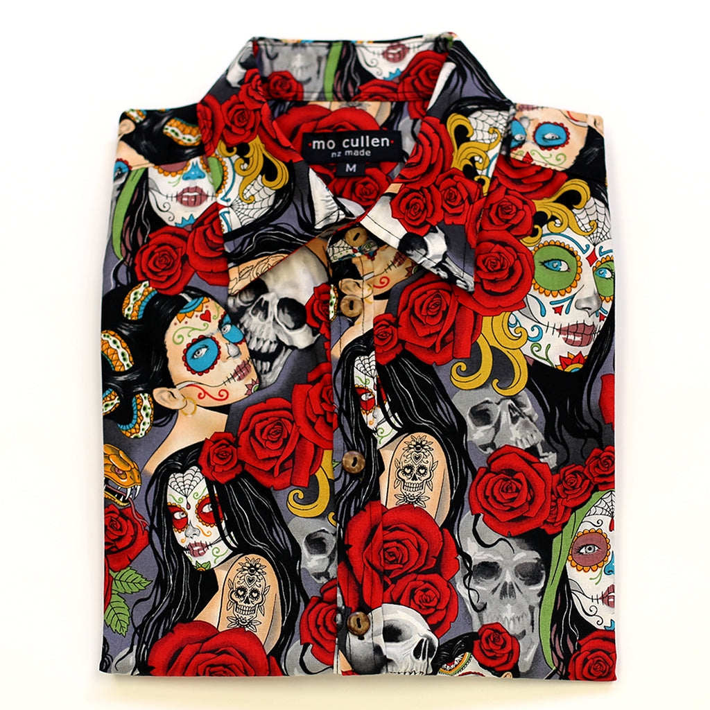 Mo Cullen Shirtsmith - Nocturna retro shirt (folded) - Made in New Zealand