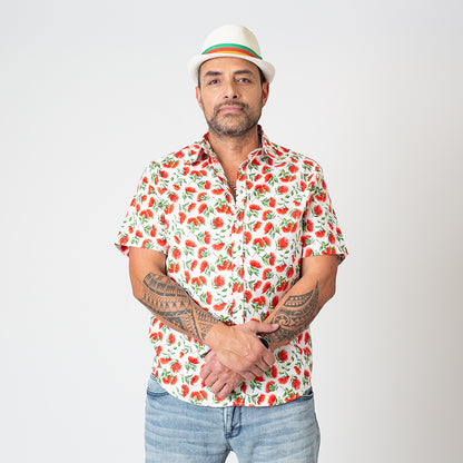 Mo Cullen Shirtsmith - Pohutukawa retro shirt (front) - Made in New Zealand