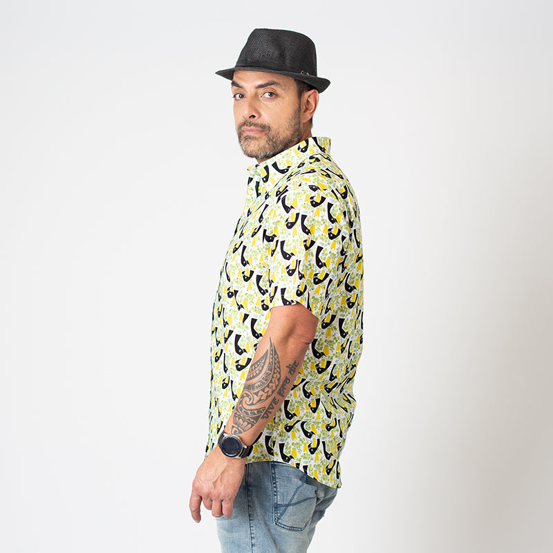 Mo Cullen Shirtsmith - Tui and Kowhai retro shirt (side) - Made in New Zealand