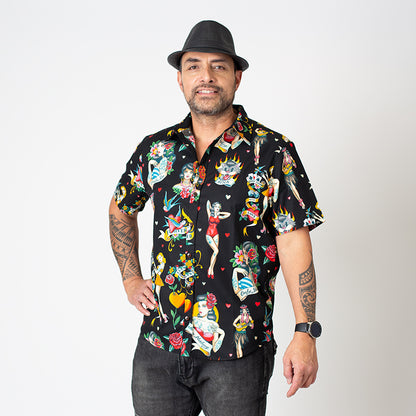 Mo Cullen Shirtsmith - Don't Gamble with Love retro shirt (front) - Made in New Zealand